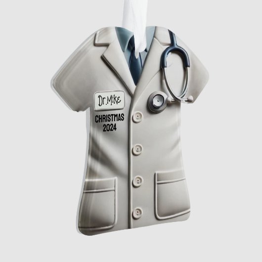 Medisch Dokter Jas Gepersonaliseerde Kerst Ornam Ornament (voorkant)