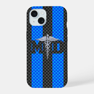 Medisch Dokter MD Caduceus op Koolstofvezel iPhone 15 Case