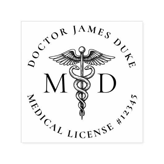 Medisch Dokter Stempel met symbool van de Caduceus (Design)