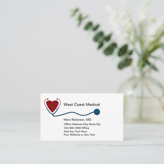 Medisch Dokter Stethoscoop Thema Visitekaartjes (Staand voorkant)