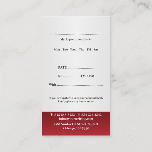 Medisch Dokter Visitekaartje w/Afspraak Afsprakenkaartje (Achterkant)