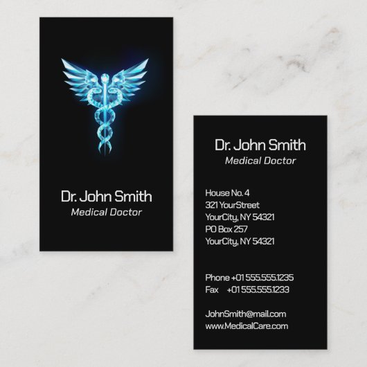 Medisch Elegant Goud Caduceus Vleugels Classy Visitekaartje (Voorkant / Achterkant)