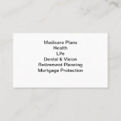 Medisch en Medicare Verzekeringsvertegenwoordiger Visitekaartje (Achterkant)