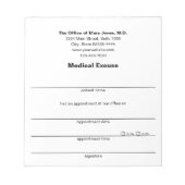 Medisch excuus Doctor's Note Zwart Wit Sjabloon Notitieblok (Voorkant)