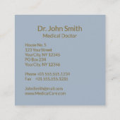 Medisch Faux Gold Foil Stripes Caduceus Light Blue Vierkante Visitekaartje (Achterkant)