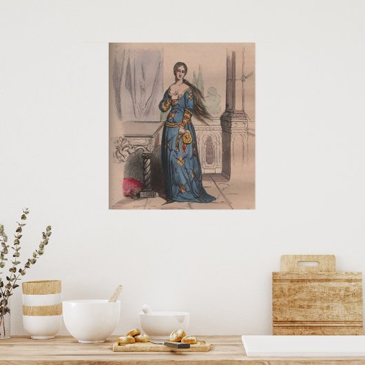 Medisch-Franse mode edelvrouw kostuum Poster (Keuken)