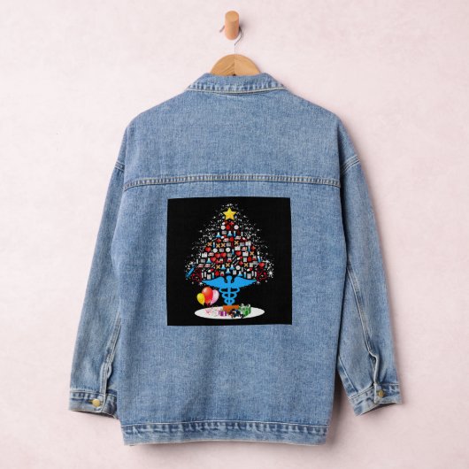 Medisch gereedschap kerstboom Funny Kerstmis Denim Jacket (Hangar)