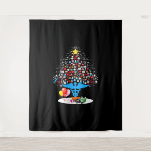 Medisch gereedschap kerstboom Funny Kerstmis Wandkleed