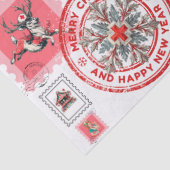 Medisch getinte kerstpostzegels en vakantiegrafics tissuepapier (Detail)