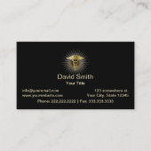 Medisch Goud Caduceus Elegant Donker Visitekaartje (Voorkant)