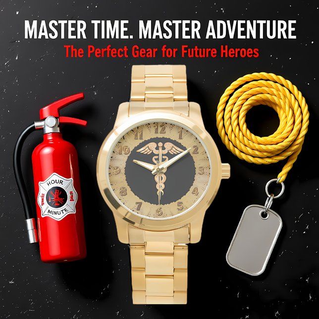 Medisch goud glanzend silhouet alert badge horloge (Creator heeft geüpload)