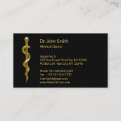 Medisch goud op zwarte band van Asclepius Afsprakenkaartje (Voorkant)