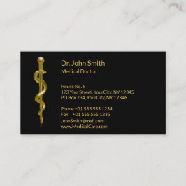 Medisch goud op zwarte band van Asclepius Afsprakenkaartje