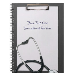 Medisch grijs klembord met stethoscoop notitieboek