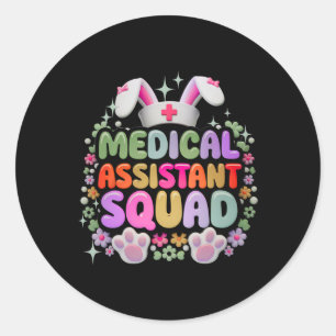 Medisch Istant Team Grappige Cute Pasen Dag Konijn Ronde Sticker