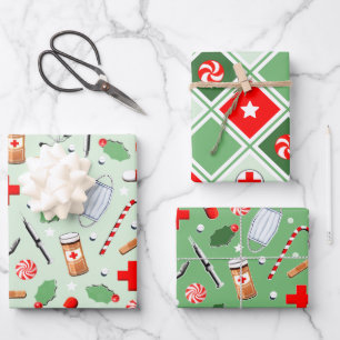 Medisch kerstcadeau inpakpapier vel