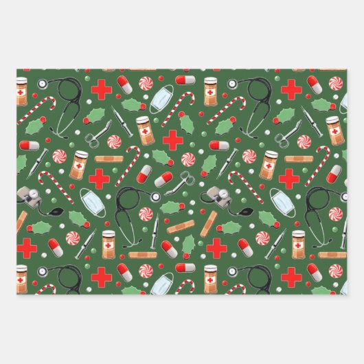 Medisch Kerstcadeau Inpakpapier Vel (Voorkant 3)