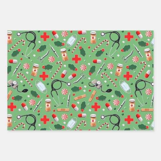 Medisch Kerstcadeau Inpakpapier Vel (Voorkant)