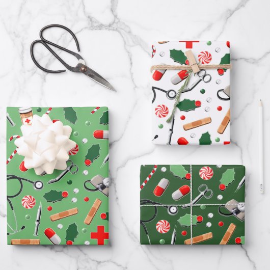 Medisch kerstcadeau inpakpapier vel (Voorkant)
