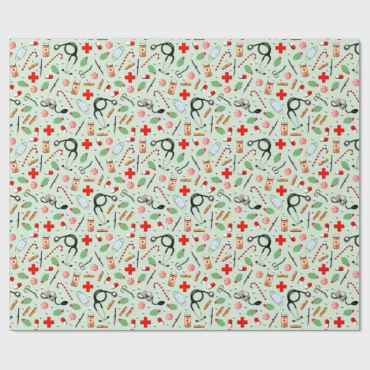 Medisch kerstfeest cadeaupapier (Vlak)