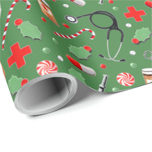 Medisch kerstfeest cadeaupapier