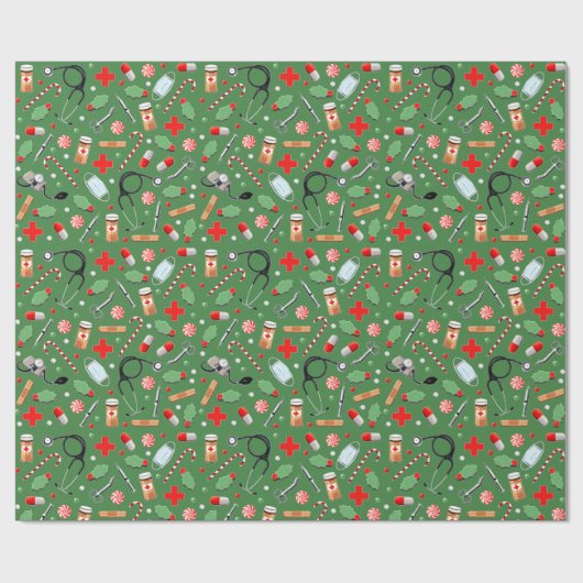 Medisch kerstfeest cadeaupapier (Vlak)