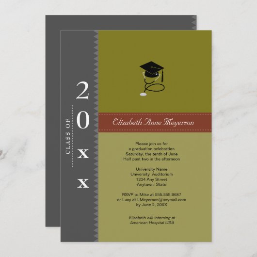 Medisch Klassiek Pet : Gray en Maroon Kaart (Voorkant / Achterkant)