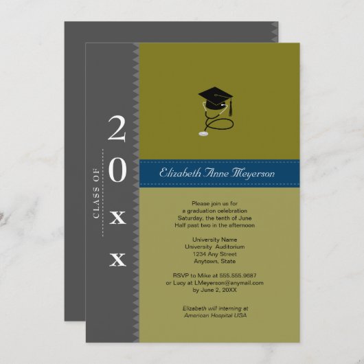 Medisch Klassiek Pet : Grijs en blauw Kaart (Voorkant / Achterkant)