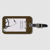 Medisch klembord bruin met stethoscoop bagagelabel (Voorkant (horizontaal))