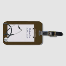 Medisch klembord bruin met stethoscoop bagagelabel