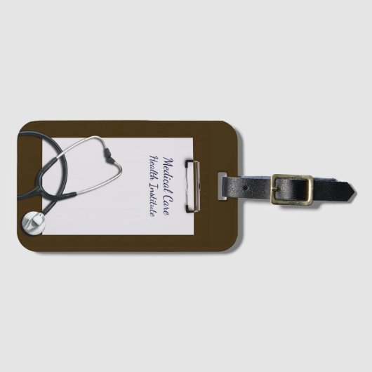 Medisch klembord bruin met stethoscoop bagagelabel (Voorkant (horizontaal))