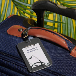 Medisch Klembord grijs met Stethoscoop Bagagelabel