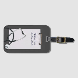 Medisch Klembord grijs met Stethoscoop Bagagelabel