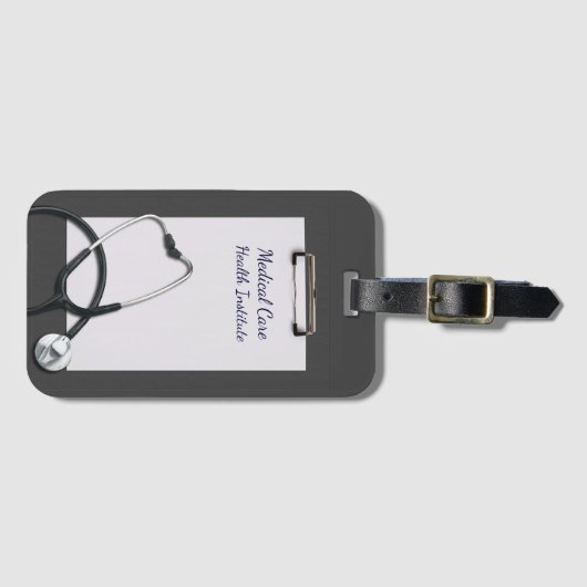 Medisch Klembord grijs met Stethoscoop Bagagelabel (Voorkant (horizontaal))