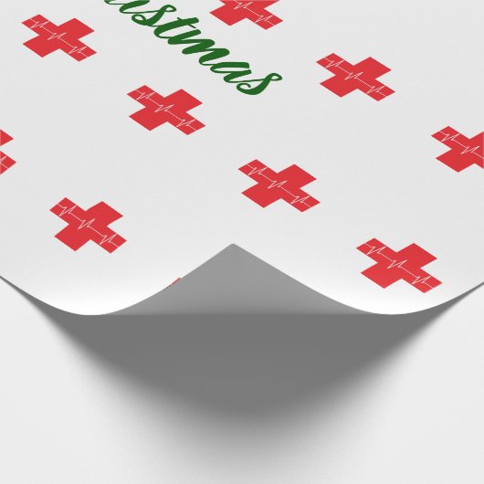Medisch kruis kerstmis cadeaupapier (Hoek)