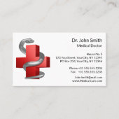 Medisch Kruis Rood Symbool Zilveren Slang Afsprakenkaartje (Voorkant)