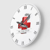 Medisch Kruis Rood Symbool Zilveren Slang Grote Klok (Hoek)