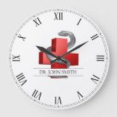 Medisch Kruis Rood Symbool Zilveren Slang Grote Klok (Voorkant)