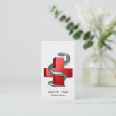 Medisch Kruis Rood Symbool Zilveren Slang Visitekaartje (Staand voorkant)
