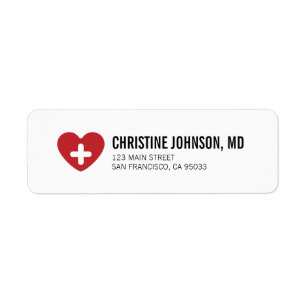 Medisch kruisje Doctor Nurse Return-adres Etiket