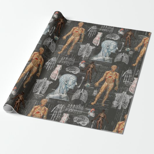 medisch lichaam Gothic Halloween Wrap Paper Cadeaupapier (Uitgerold)