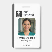 Medisch Logo Technicus Verpleegkundige Grey ID Fot Badge (Voorzijde)