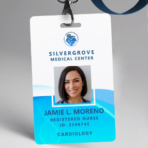 Medisch Logo Zorg Modern Aqua Foto Verpleegster ID Badge