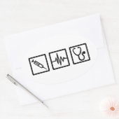 Medisch materiaal stethoscoop spuit ovale sticker (Envelop)