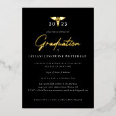 Medisch modern Afstuderen zwart Folie Uitnodiging (Voorkant)