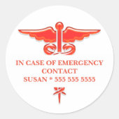 Medisch noodcontact | personaliseren ronde sticker (Voorkant)