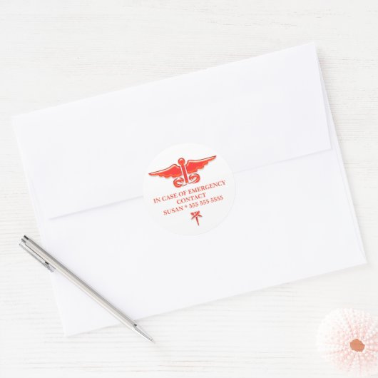 Medisch noodcontact | personaliseren ronde sticker (Envelop)