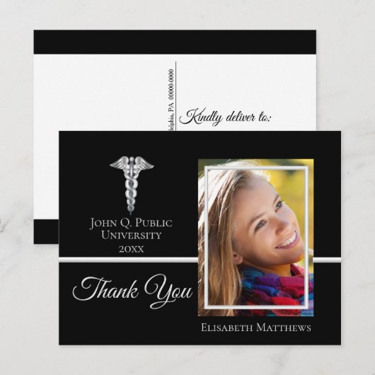 Medisch | Nursing Afstuderen naam foto Dank u Briefkaart (Voorkant / Achterkant)