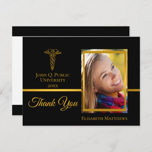 Medisch | Nursing Afstuderen naam foto Dank u Briefkaart (Voorkant / Achterkant)