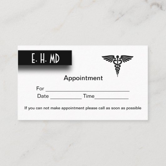 Medisch ontwerp met aanwijsgebied aan de achterzij afsprakenkaartje (Achterkant)